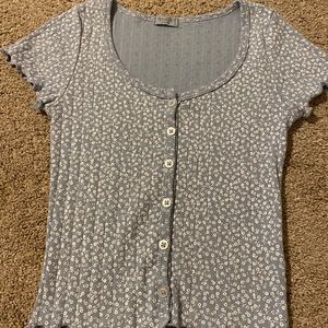 Brandy Melville blue floral zelly top